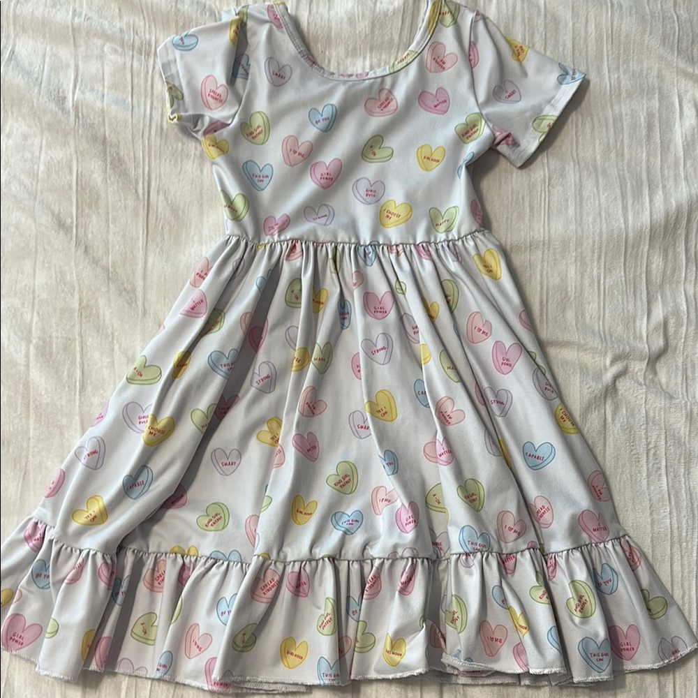 Colorful Heart Pattern Kids Dress